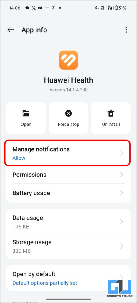 Huawei Health App Settings - Notifications