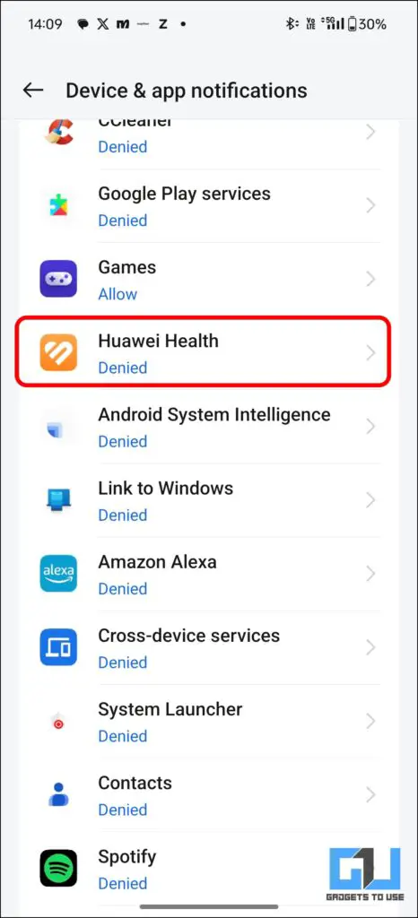 Huawei Health Enable Notifications