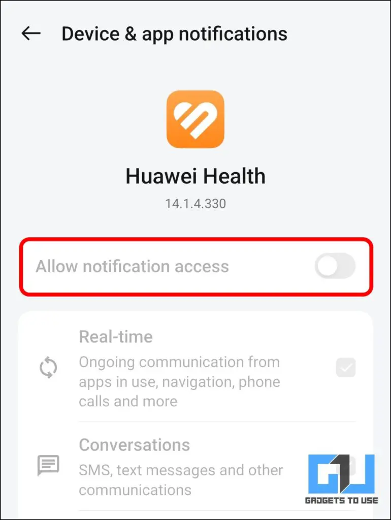 Huawei Health Notif Disabled