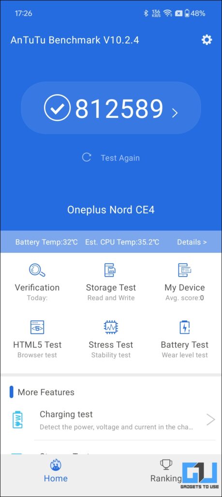 Antutu Benchmark of OnePlus Nord CE 4