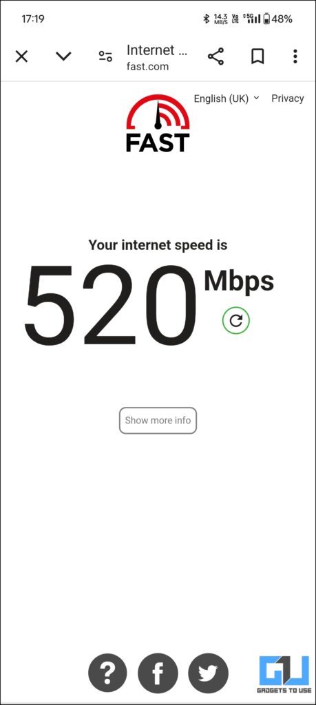 Fast.com Speed-test of the OnePlus Nord CE 4