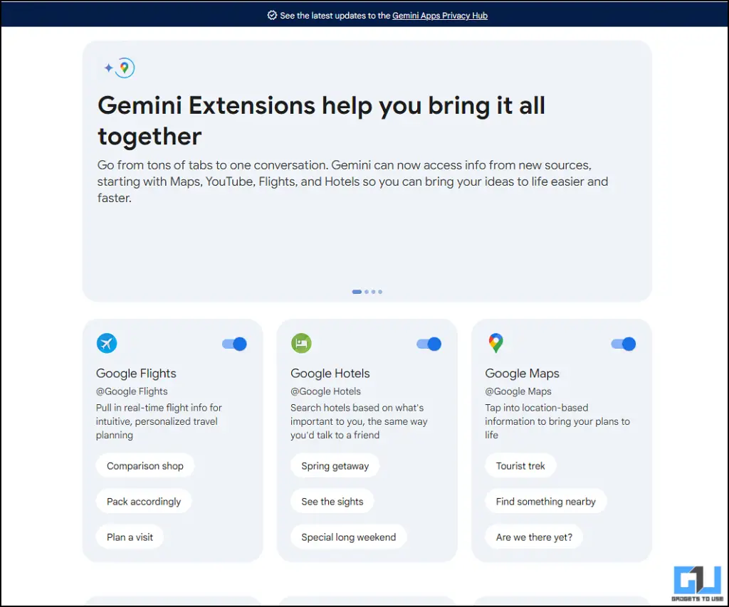 Gemini Extension Option Scroll down