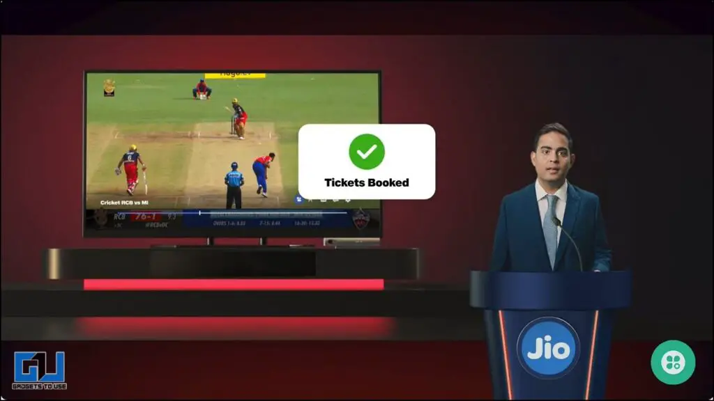 Jio TV+ Match Booking While Watching