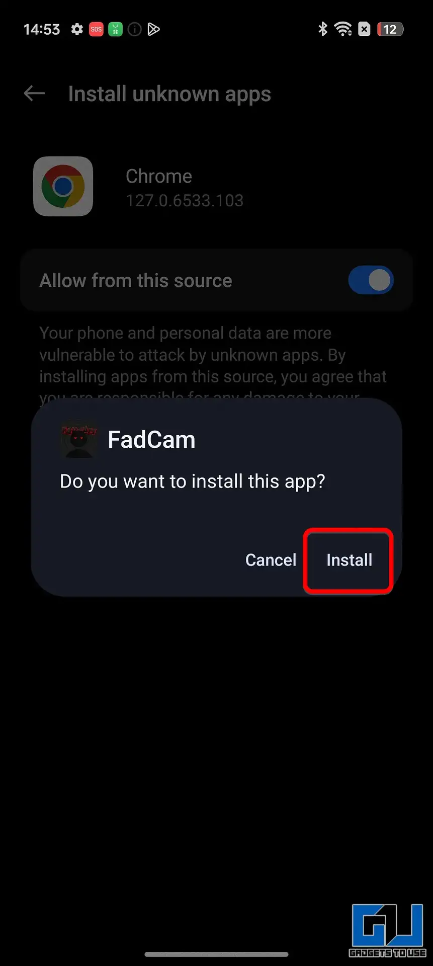 Instale o apk Fadcam