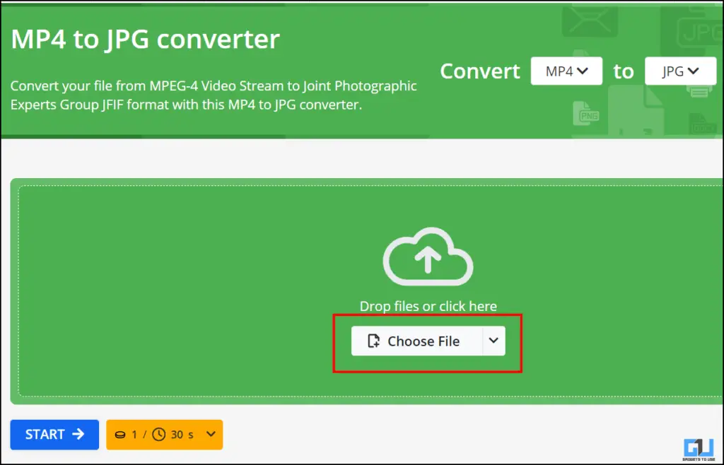 Upload files in Online converter