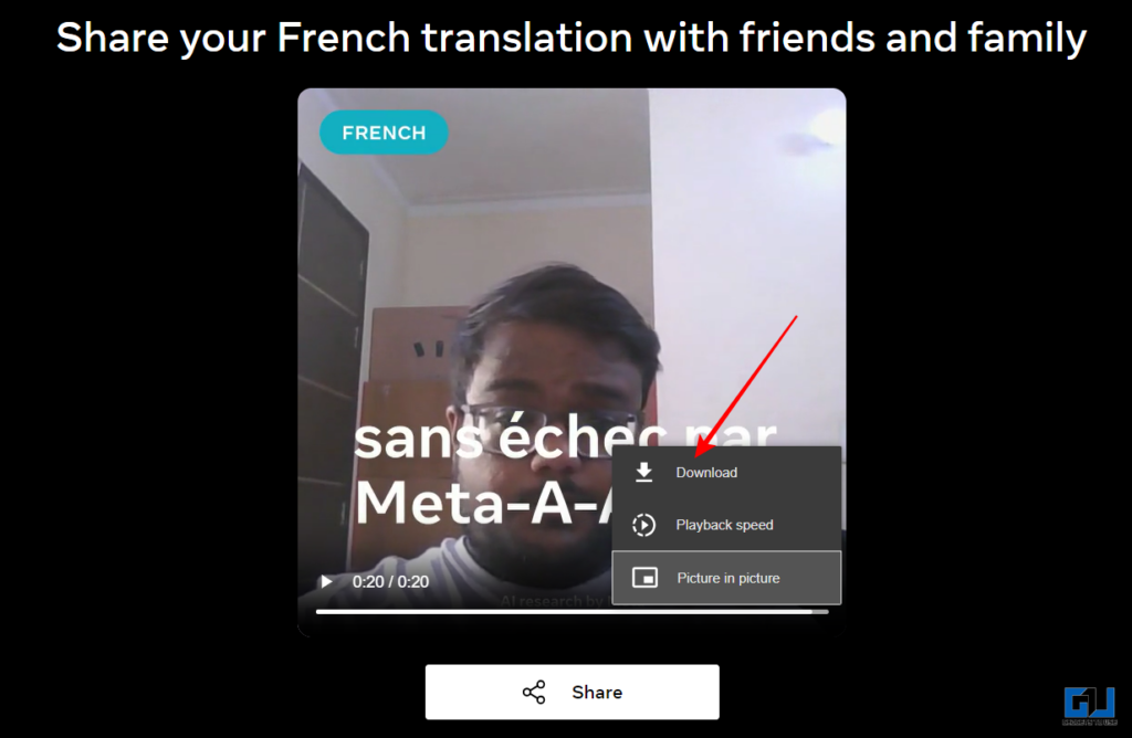 Download option in seamless translation meta