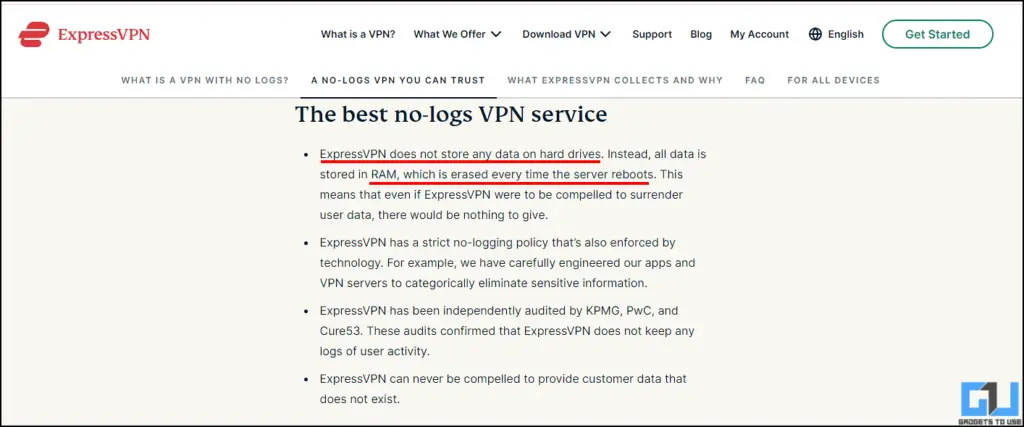 ExpressVPN no log VPN