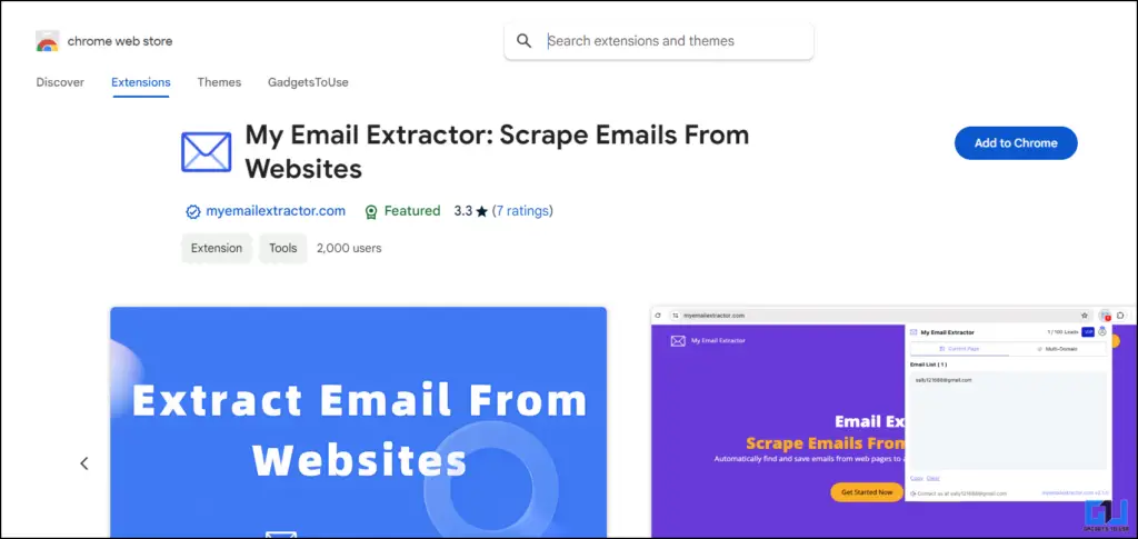 Home page of My Email Extractor Extension