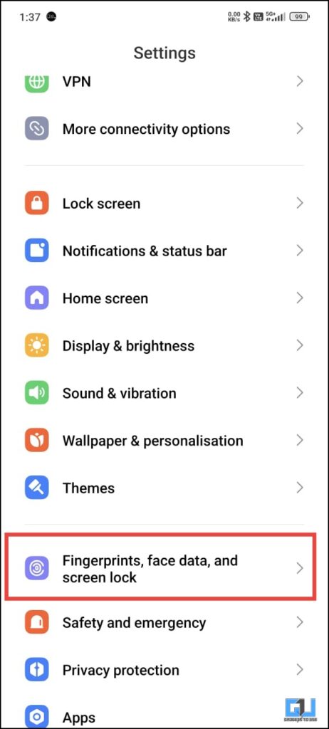 Settings Fingerprint