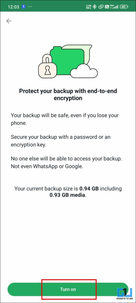 turn on encryption backup