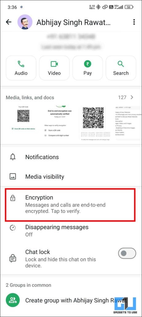 Encryption on profile