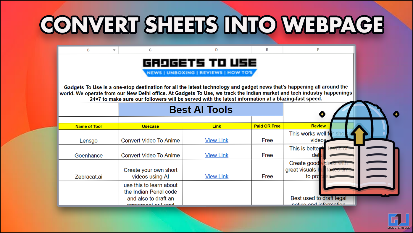 Share Google Sheets as Webpage with Anyone