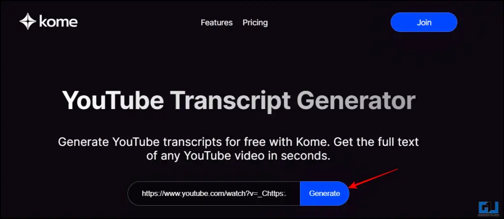 Kome generate button