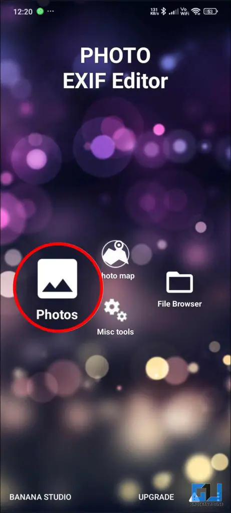 Photos option in EXIF App