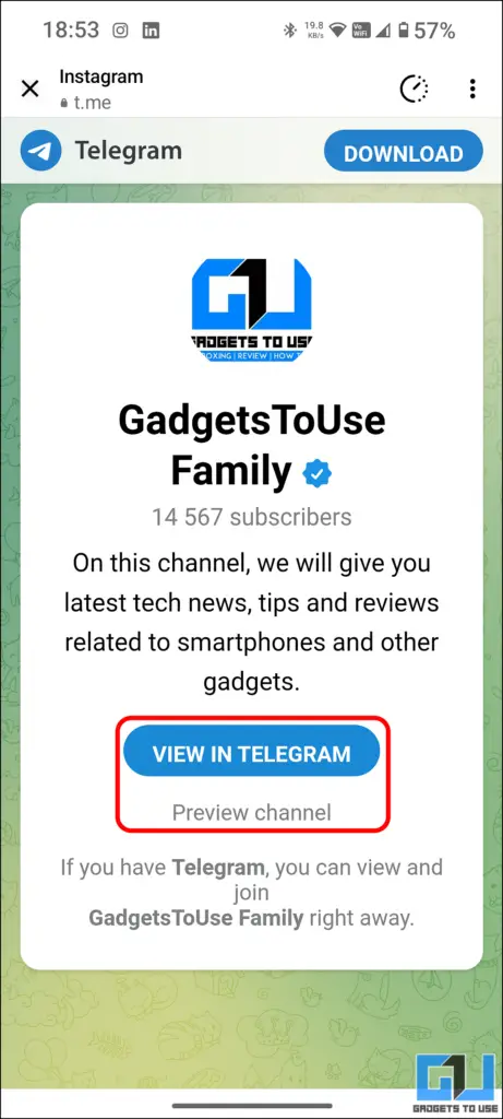 Links do Telegram não funcionam no Insta DM