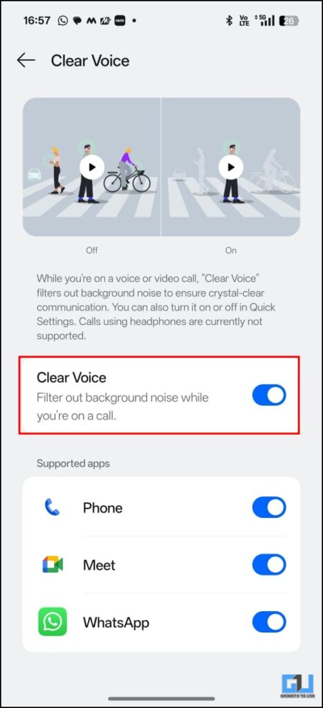 Clear Voice Oppo Toggle On