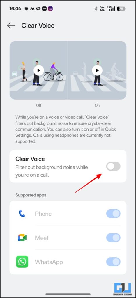 Clear Voice Toggle Off