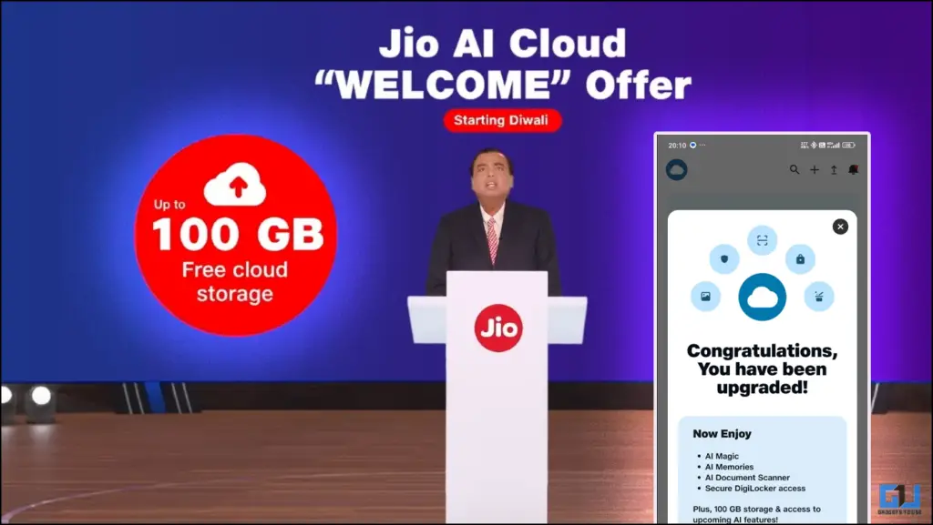 Obtenha 100 GB de armazenamento gratuito com Jio Cloud e recursos extras de IA