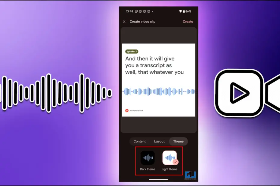 Create Video Clip out of Pixel Phone Voice Recording Notes