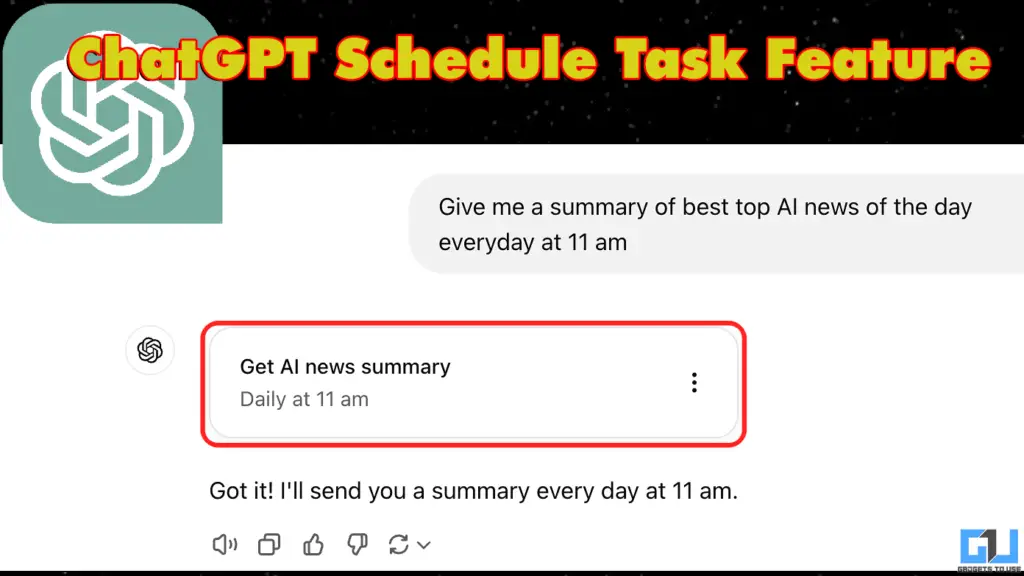 ChatGPT Task schedule feature