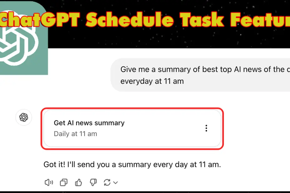 ChatGPT Task schedule feature