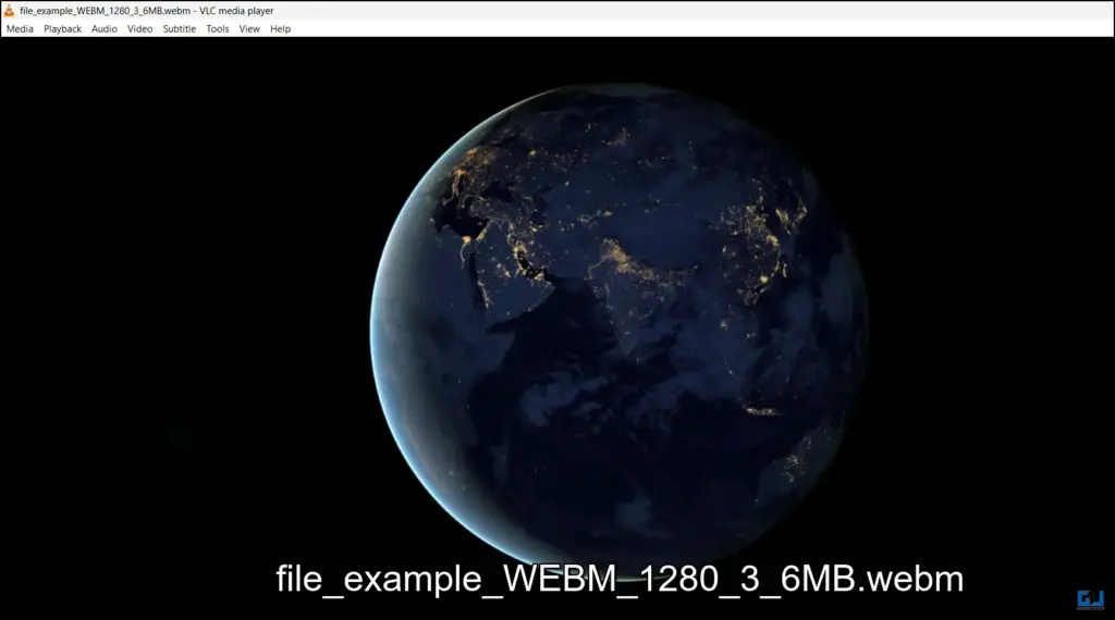 VLC playback of WebM file