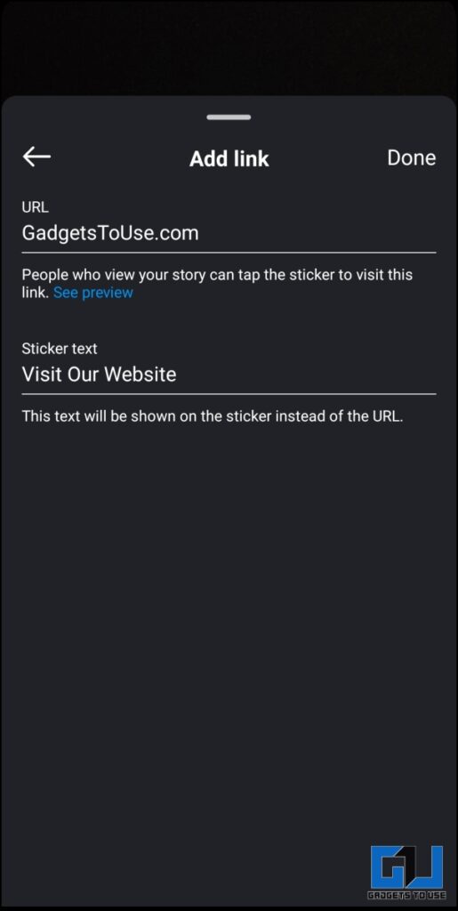 add link in instagram story sticker