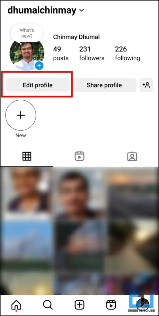 edit instagram profile