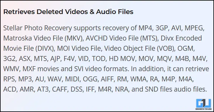 Formats supported