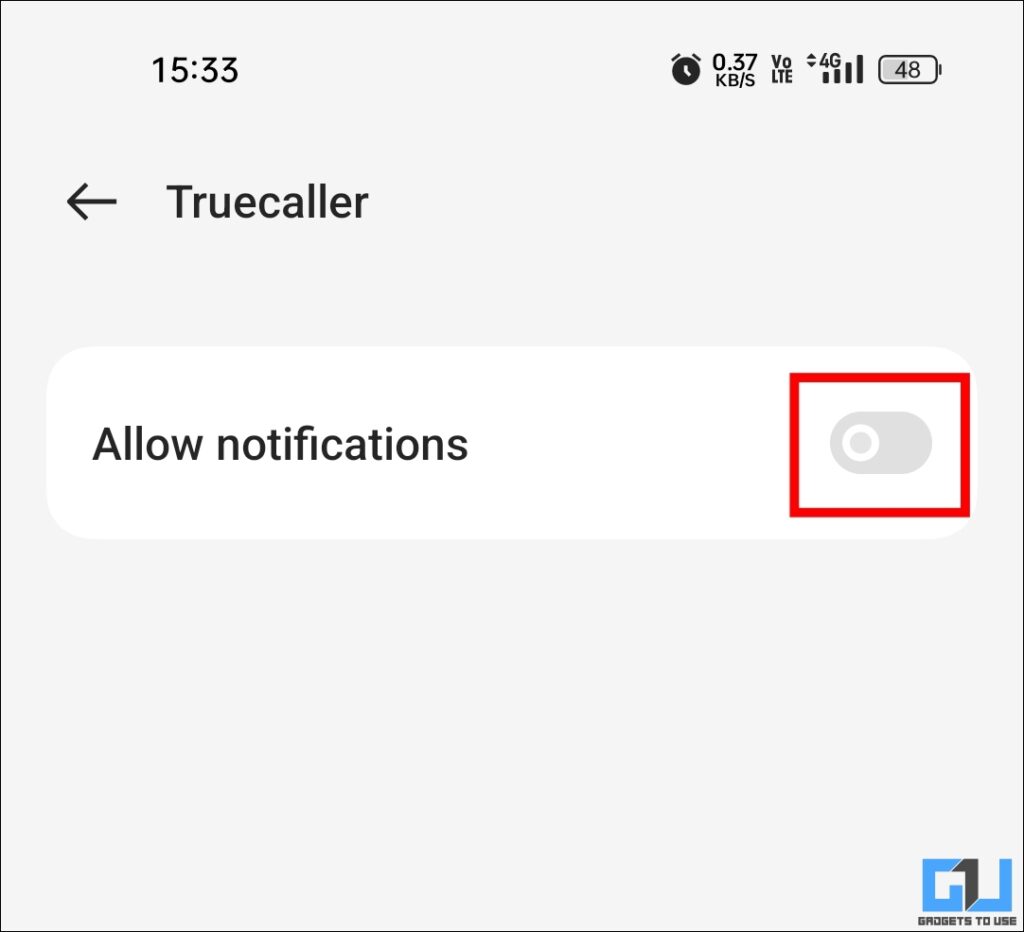 Disable TrueCaller notifications