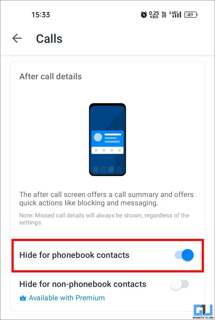 Hide phone book contacts