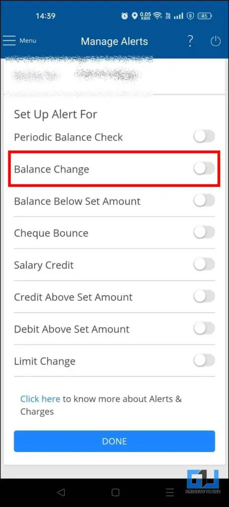 Balance Change HDFC bank
