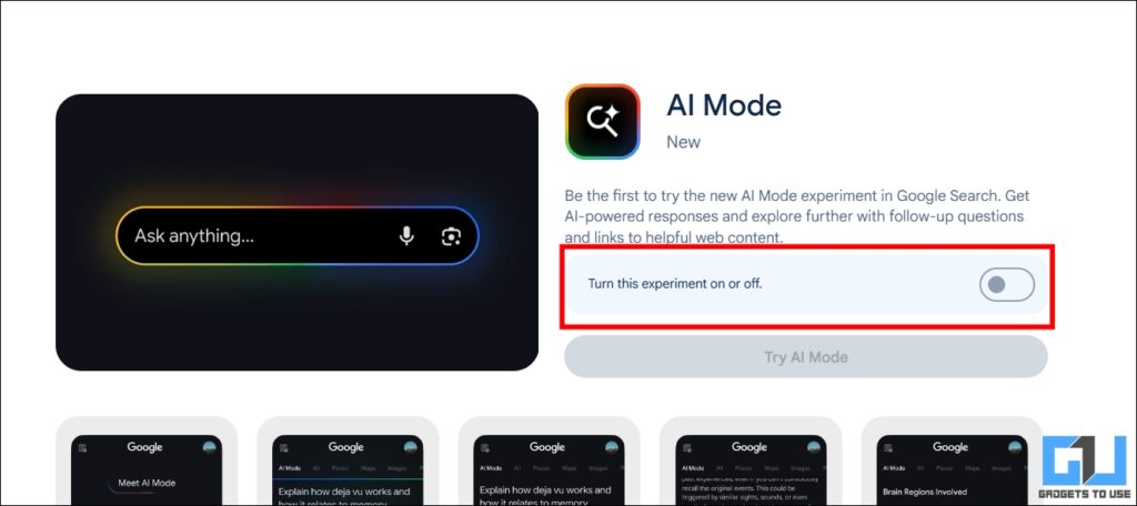 Enable AI Mode in Google Search