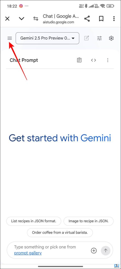 Hamburger icon AI studio