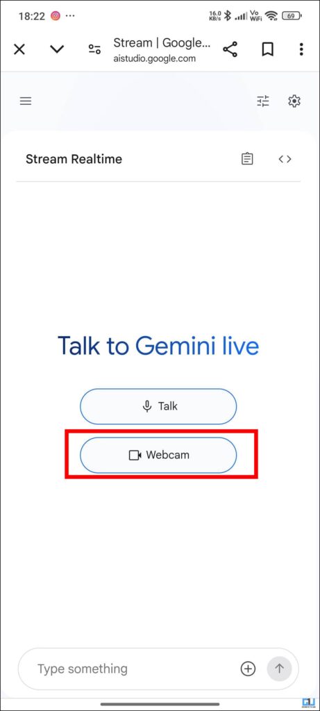 Webcam options in AI Studio