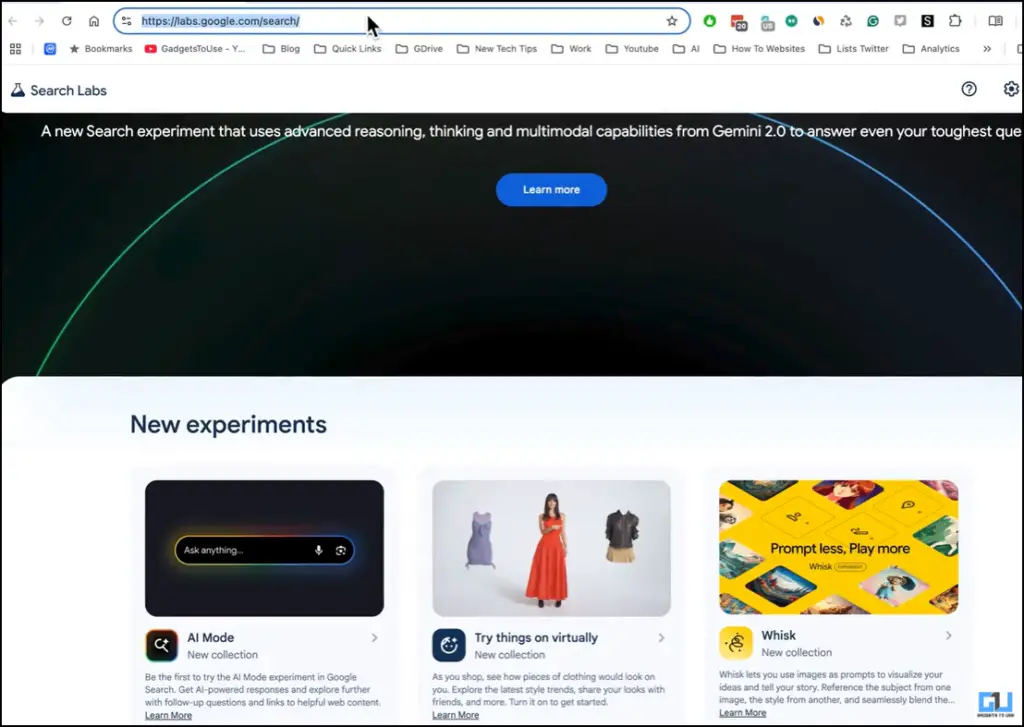 Search Google Labs result