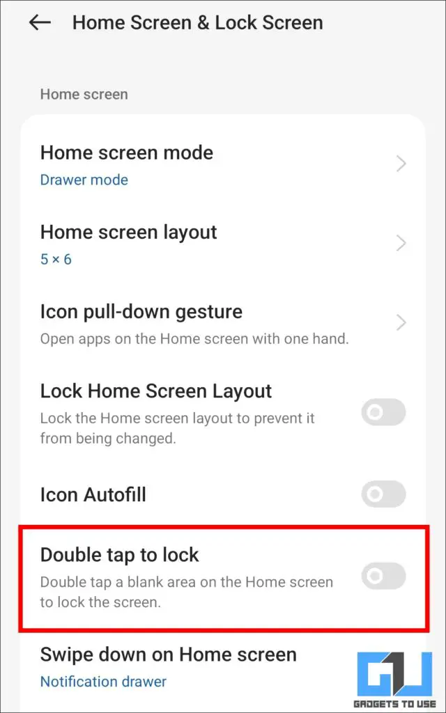 enable double tap to lock