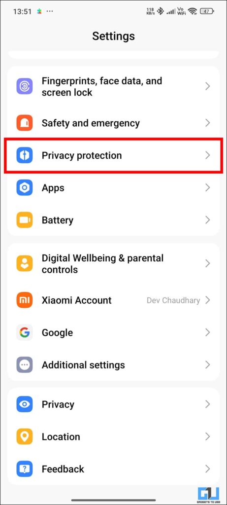 Privacy protection options