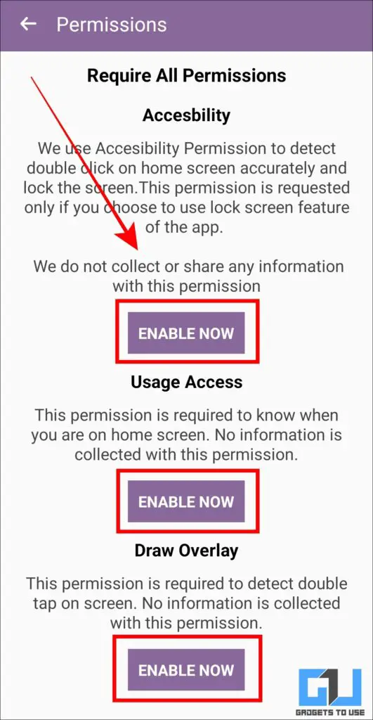 provide permissions for double tap to sleep