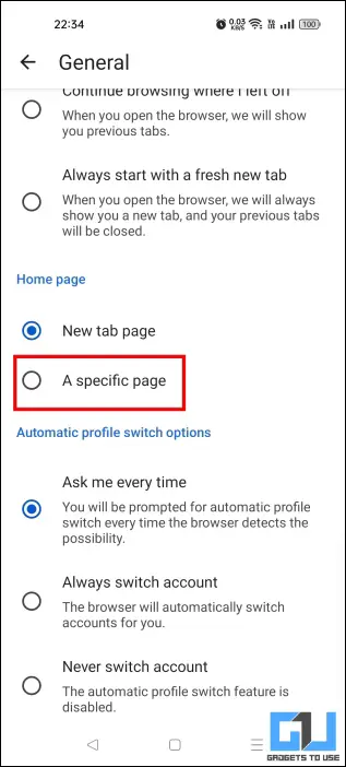 Select a specific page