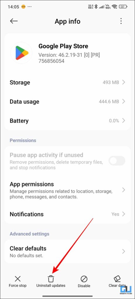 Uninstall update icon