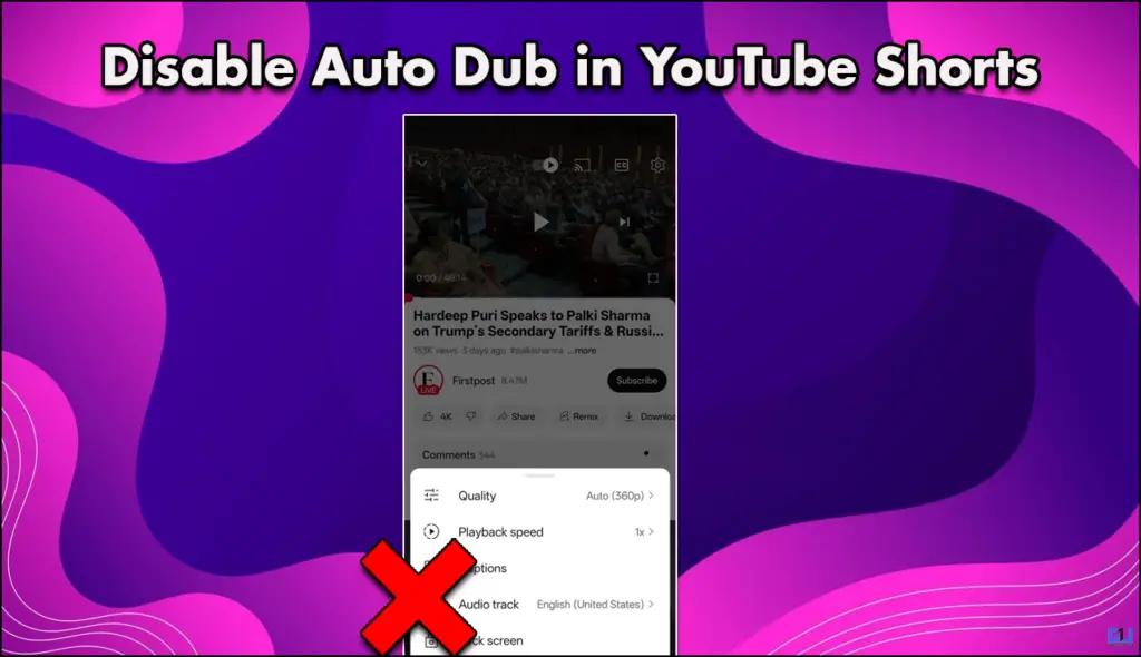 Disable Auto Dub in YouTube Shorts