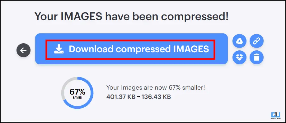 Download compress images button