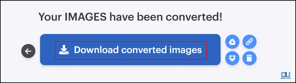 Download images converted button