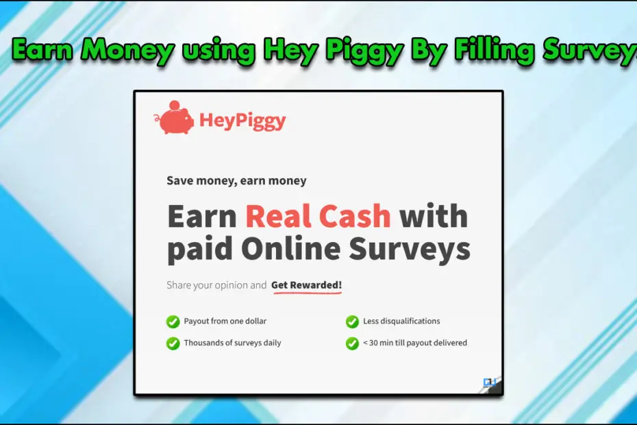 Earn Money using Hey Piggy By Filling Surveys