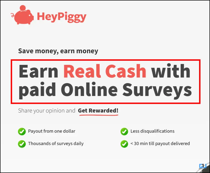 Welcome page HeyPiggy