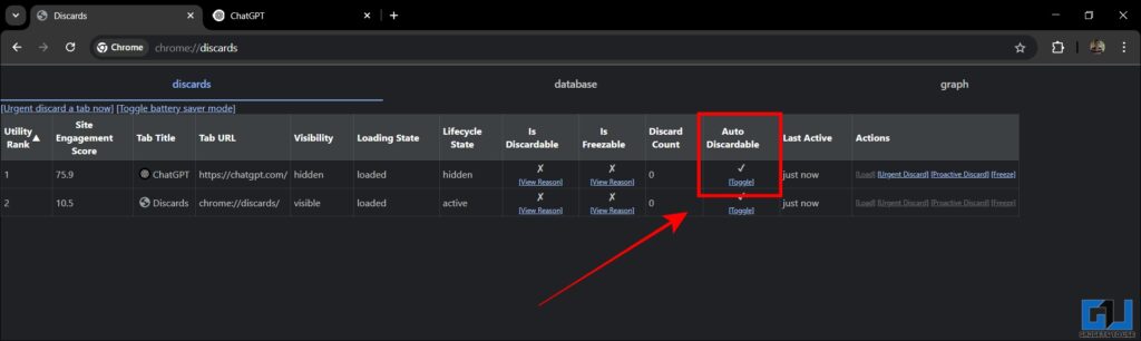 Fix ChatGPT Stop Working After Switching Tabs auto discardable setting in chrome