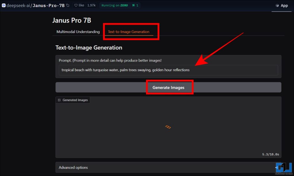 Run DeepSeek Janus Pro 7b on hugging face