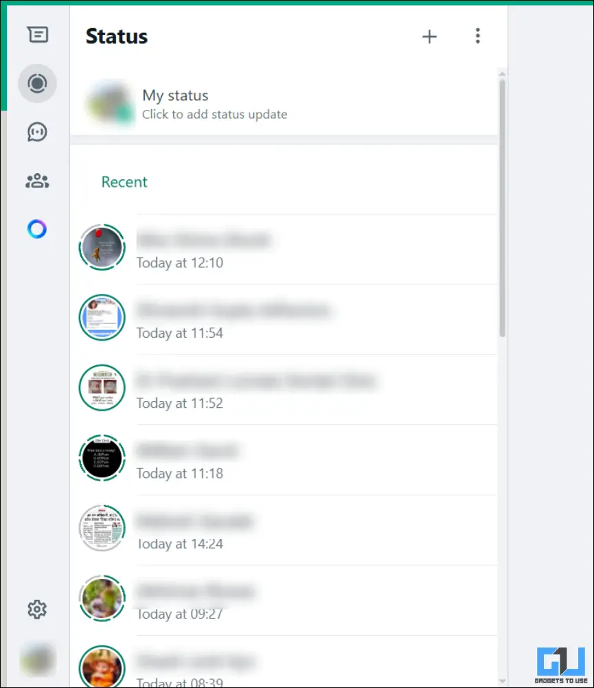 status updates on whatsapp web