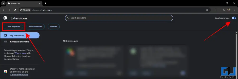 Enable Developer Mode in Chrome Extensions